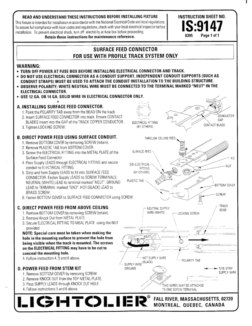 Lightolier SURFACE FEED CONNECTOR Instructions for maintenance reference
