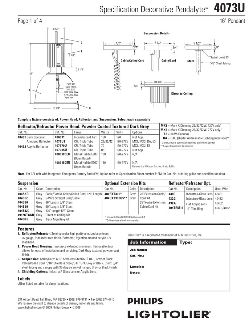 Lightolier Pendalyte 4073U User manual
