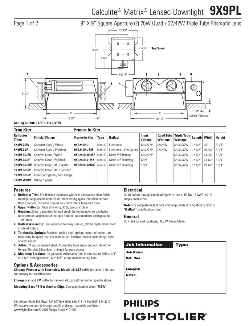 Lightolier Calculite Matrix 9X9PL User manual