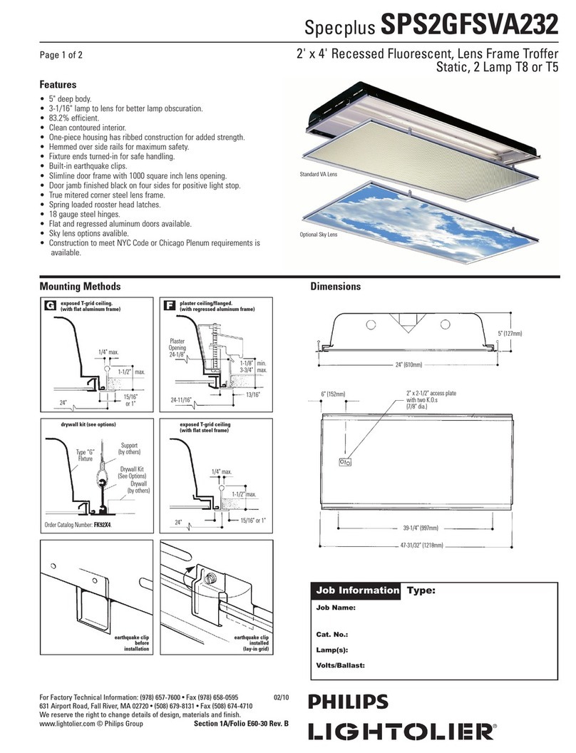 Lightolier SPECPLUS SPS2GFSVA232 User manual