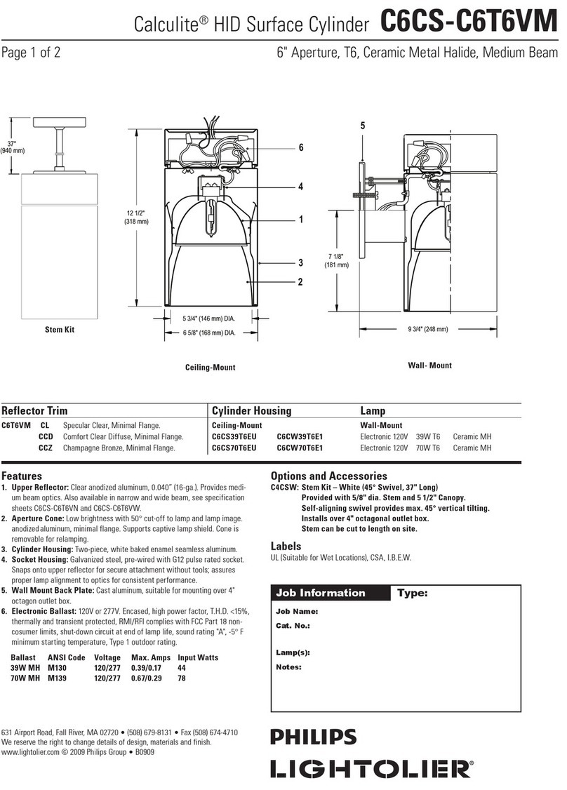 Lightolier Calculite C6CS-C6T6VM User manual