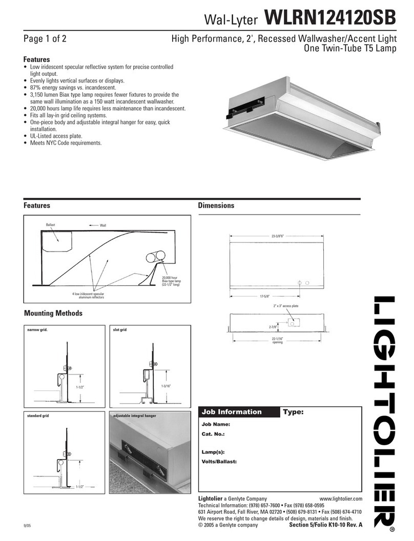 Lightolier Wal-Lyter WLRN124120SB User manual Lightolier Wal-Lyter WLRN124120SB User manual