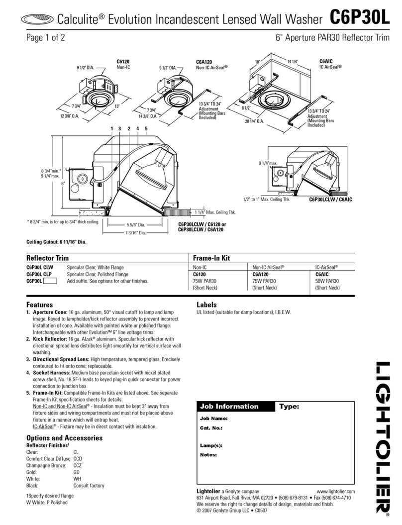 Lightolier Calculite C6P30L User manual Lightolier Calculite C6P30L User manual