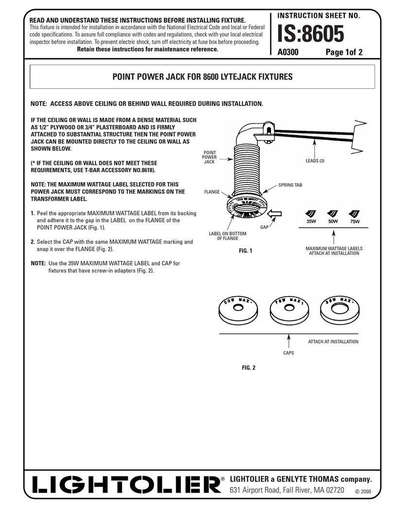 Lightolier POINT POWER JACK Instructions for use