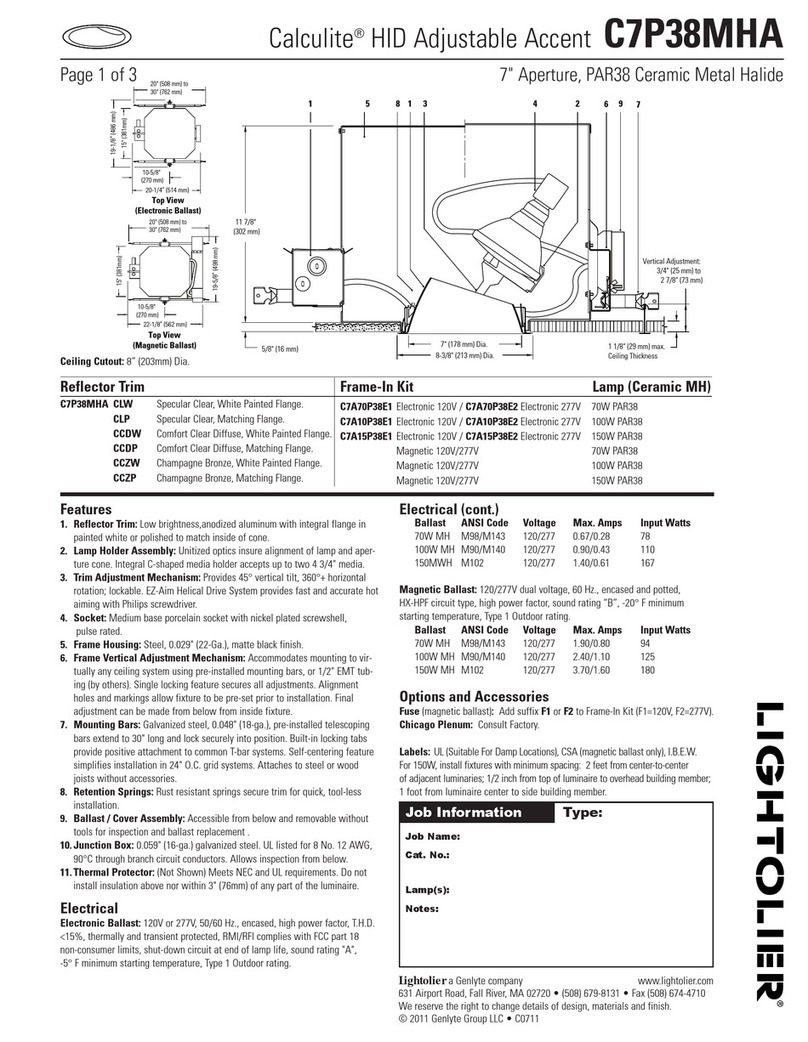 Lightolier Calculite C7P38MHA User manual