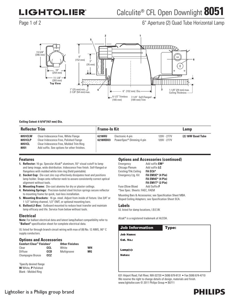 Lightolier Calculite 8051 User manual