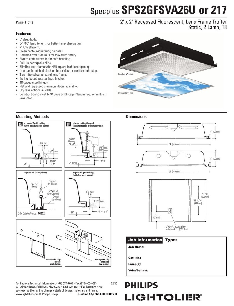 Lightolier SPECPLUS SPS2GFSVA26U User manual