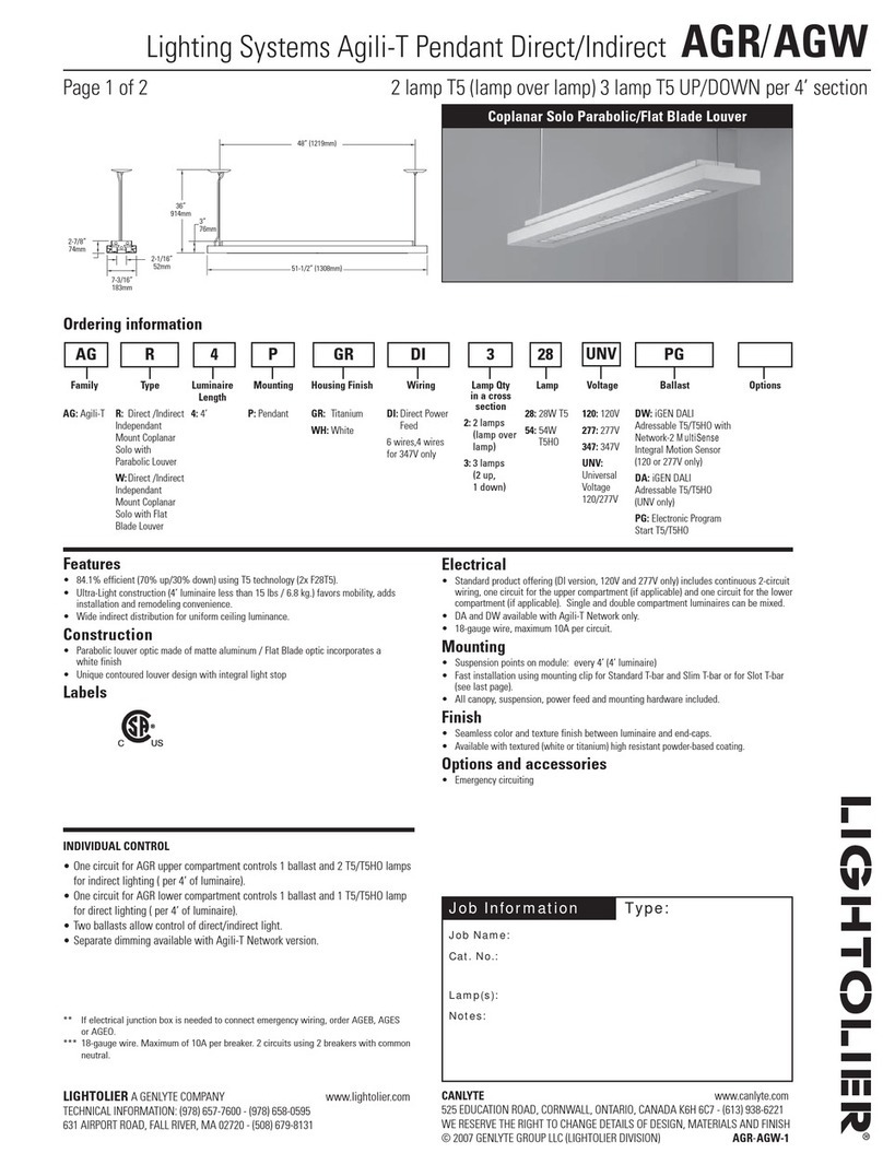 Lightolier AGR User manual Lightolier AGR User manual