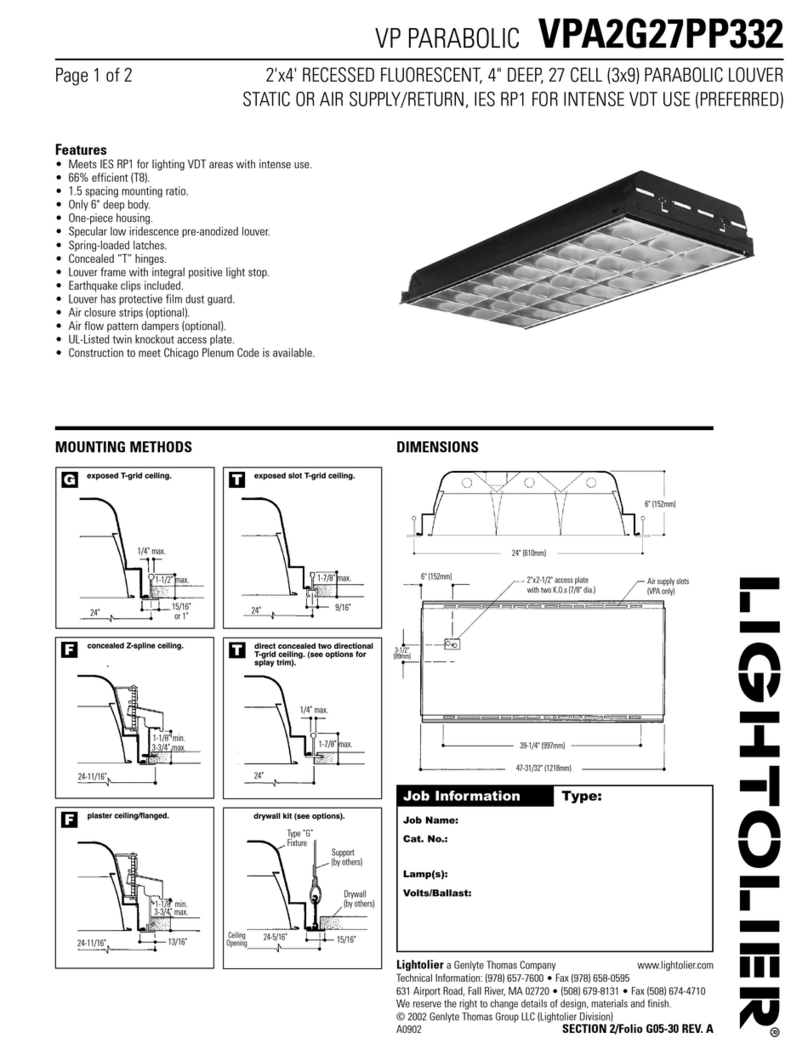 Lightolier VP PARABOLIC VPA2G27PP332 User manual