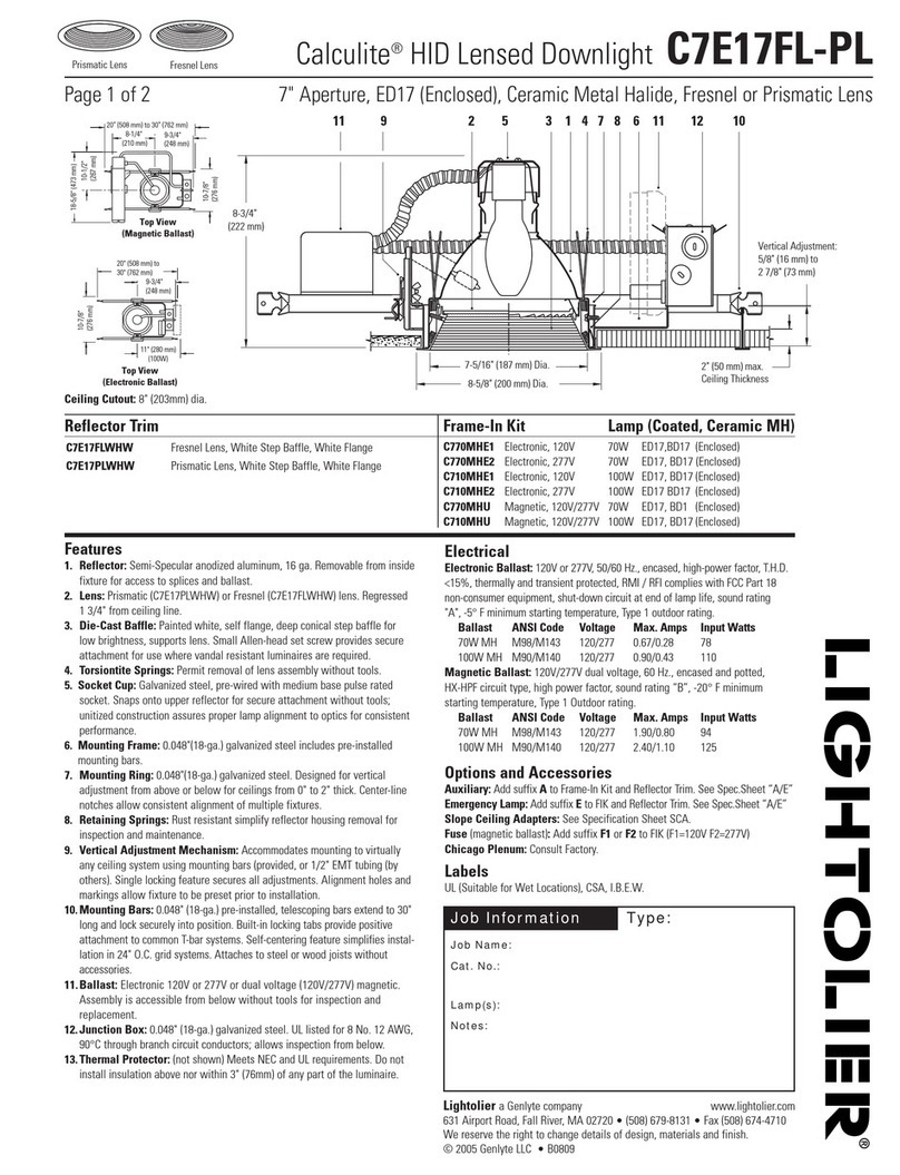 Lightolier Calculite C7E17FL-PL specification