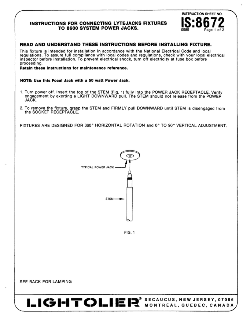 Lightolier LYTEJACKS FIXTURES User manual Lightolier LYTEJACKS FIXTURES User manual