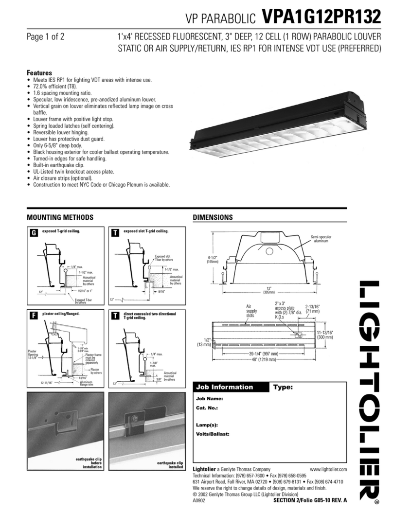 Lightolier VPA1G12PR132 User manual