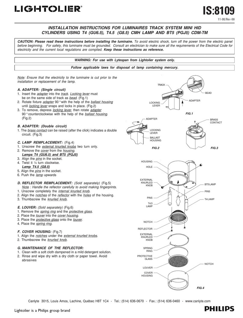 Philips LUMINAIRES TRACK SYSTEM MINI HID CYLINDERS User manual