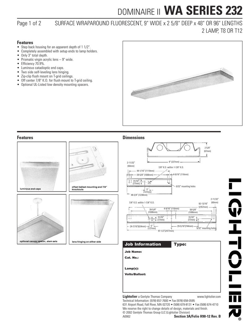 Lightolier WA Series 232 User manual