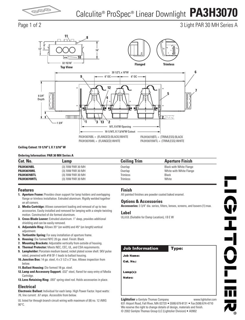 Lightolier Calculite ProSpec PA3H3070 User manual
