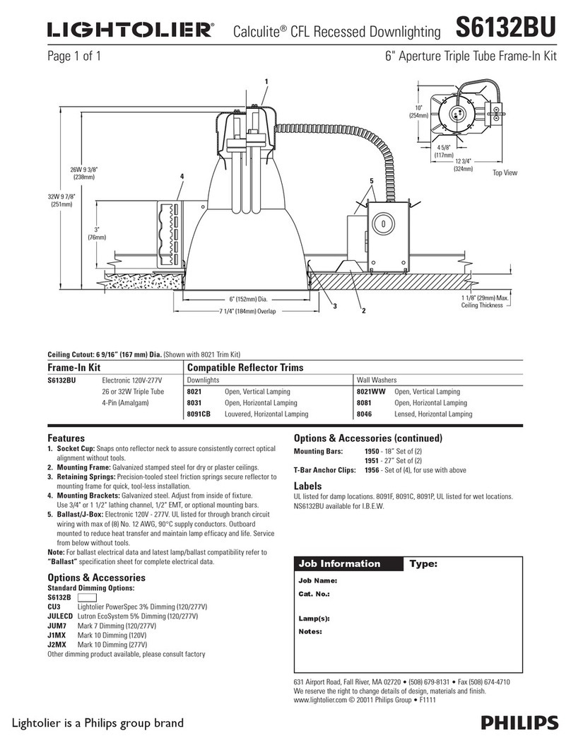 Lightolier Calculite S6132BU User manual