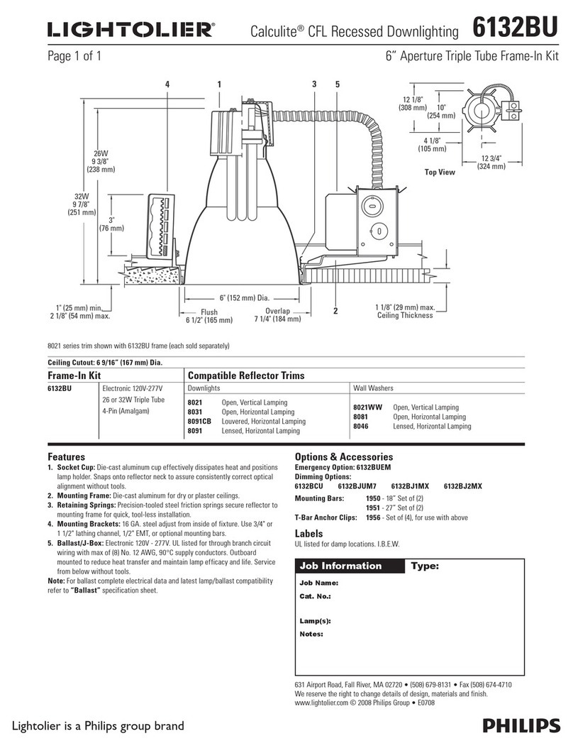 Lightolier Calculite 6132BU User manual Lightolier Calculite 6132BU User manual