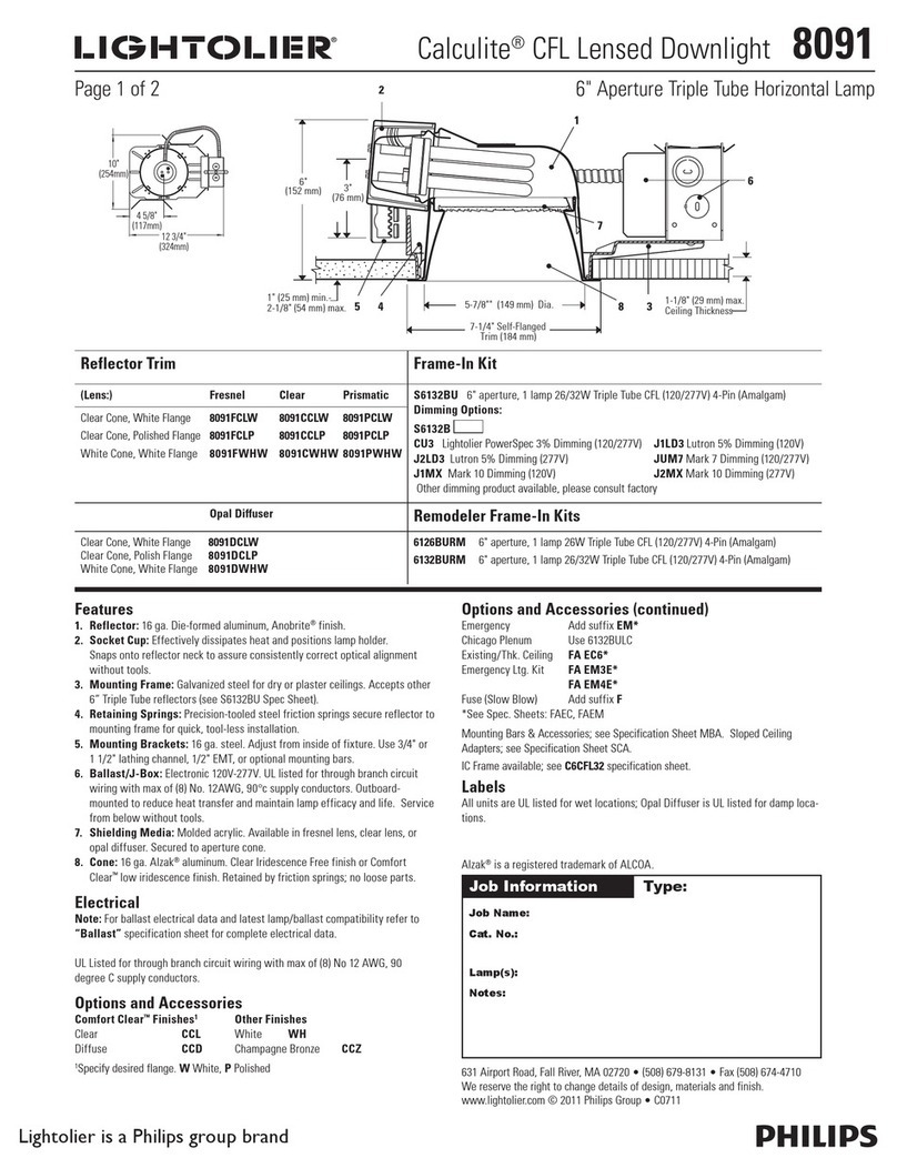 Lightolier Calculite 8091 User manual Lightolier Calculite 8091 User manual