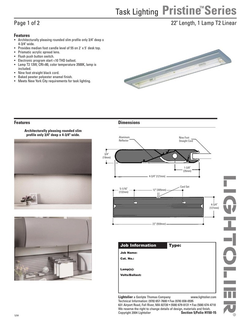 Lightolier Pristine Series User manual Lightolier Pristine Series User manual