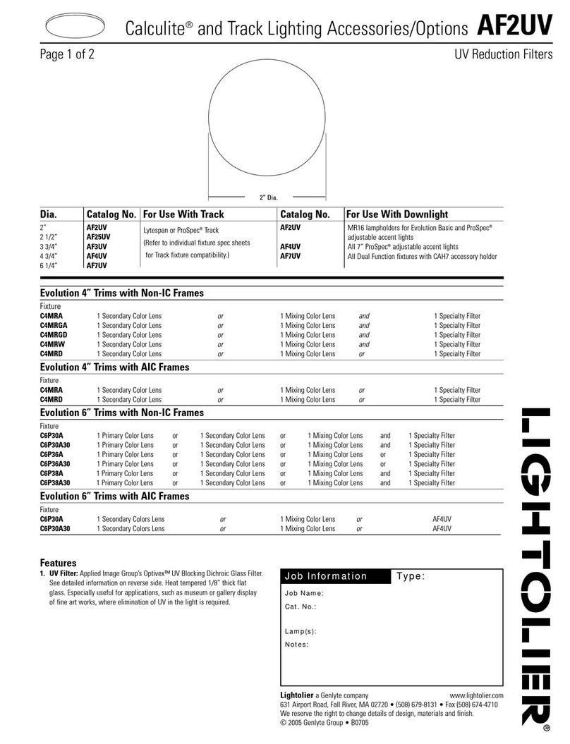 Lightolier Calculite AF2UV User manual Lightolier Calculite AF2UV User manual