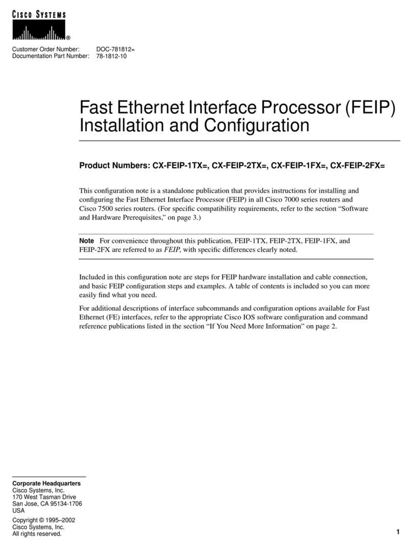 Cisco CX-FEIP-1FX= Installation and con?guration User manual Cisco CX-FEIP-1FX= Installation and con?guration User manual