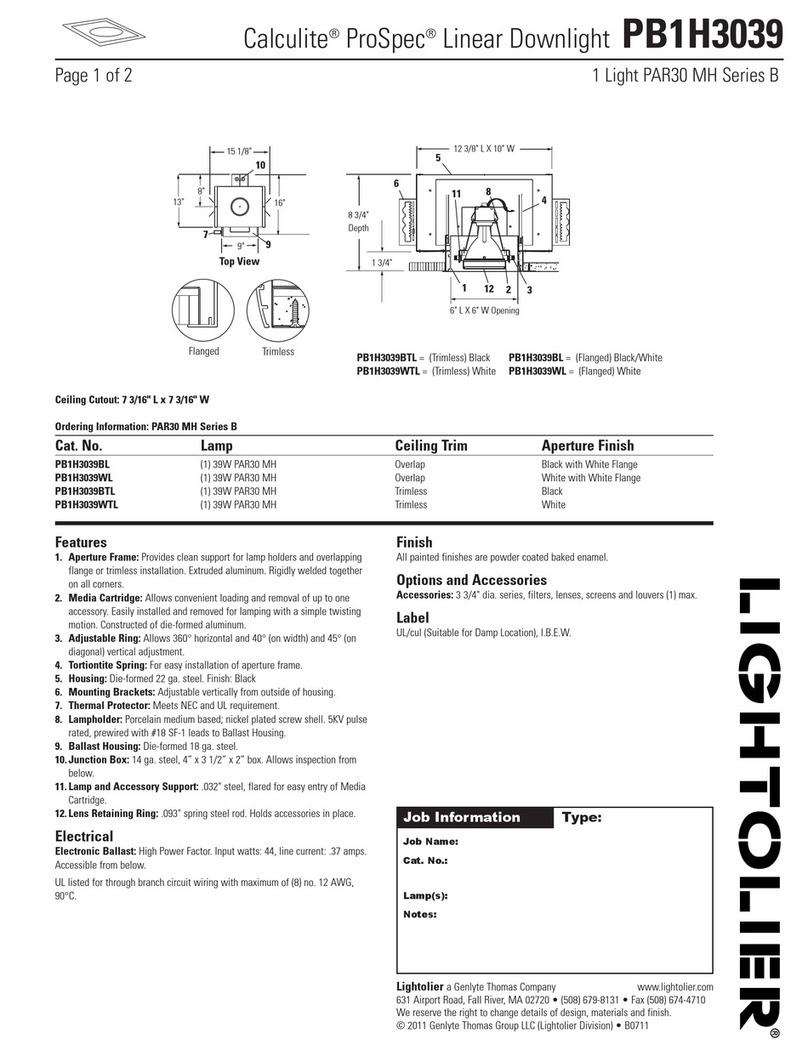 Lightolier Calculite ProSpec PB1H3039 User manual