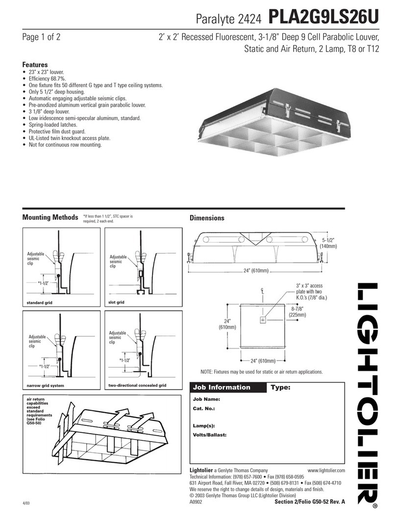 Lightolier Paralyte 2424 PLA2G9LS26U User manual Lightolier Paralyte 2424 PLA2G9LS26U User manual
