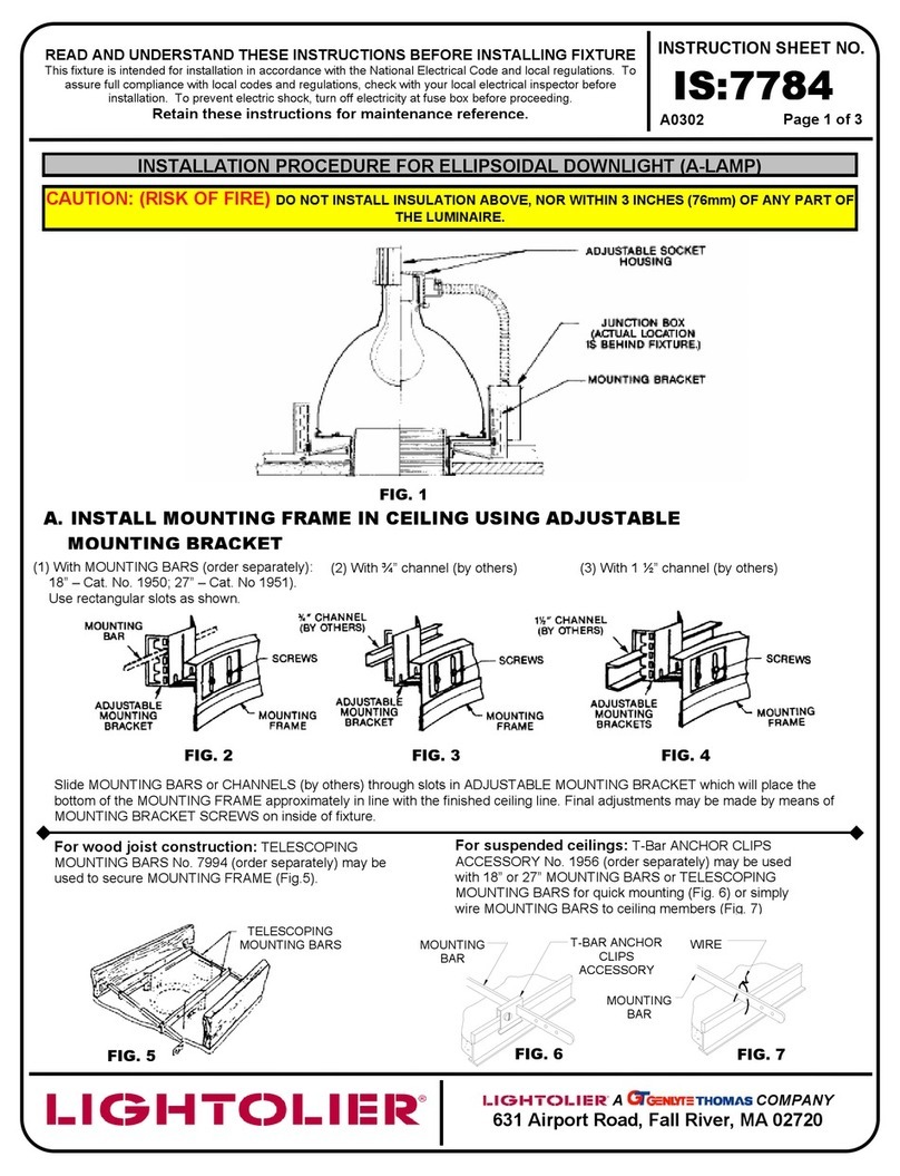 Lightolier ELLIPSOIDAL DOWNLIGHT Instructions for use