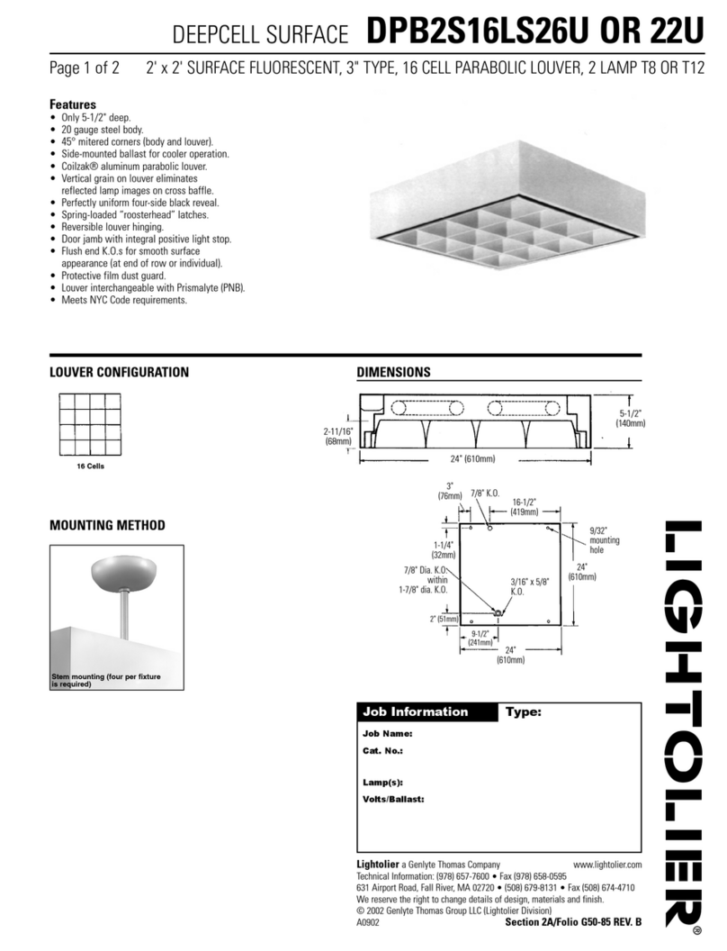 Lightolier Deepcell Surface DPB2S16LS22U specification