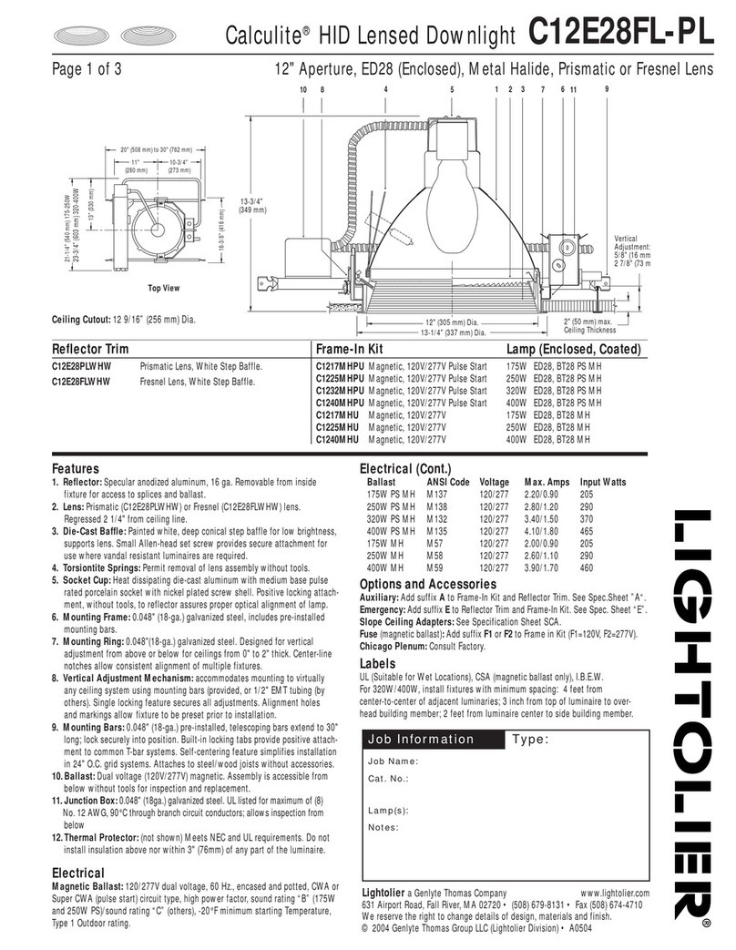 Lightolier Calculite C12E28FL-PL User manual