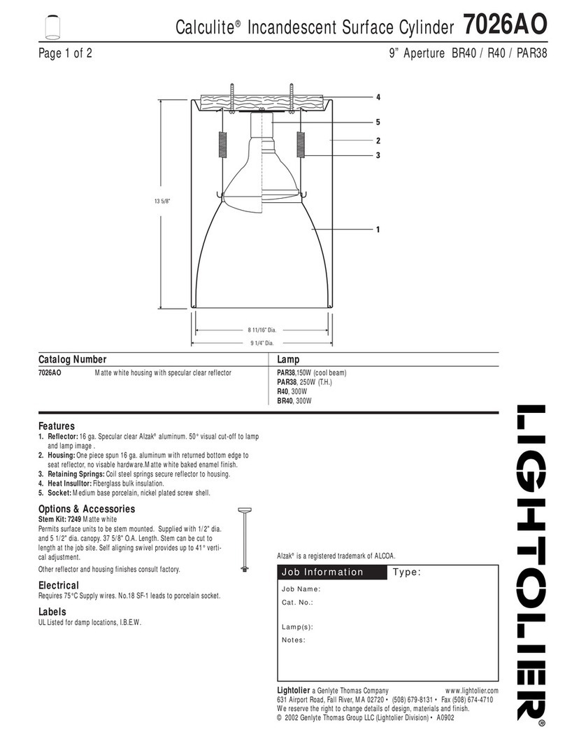 Lightolier Calculite 7026AO User manual Lightolier Calculite 7026AO User manual