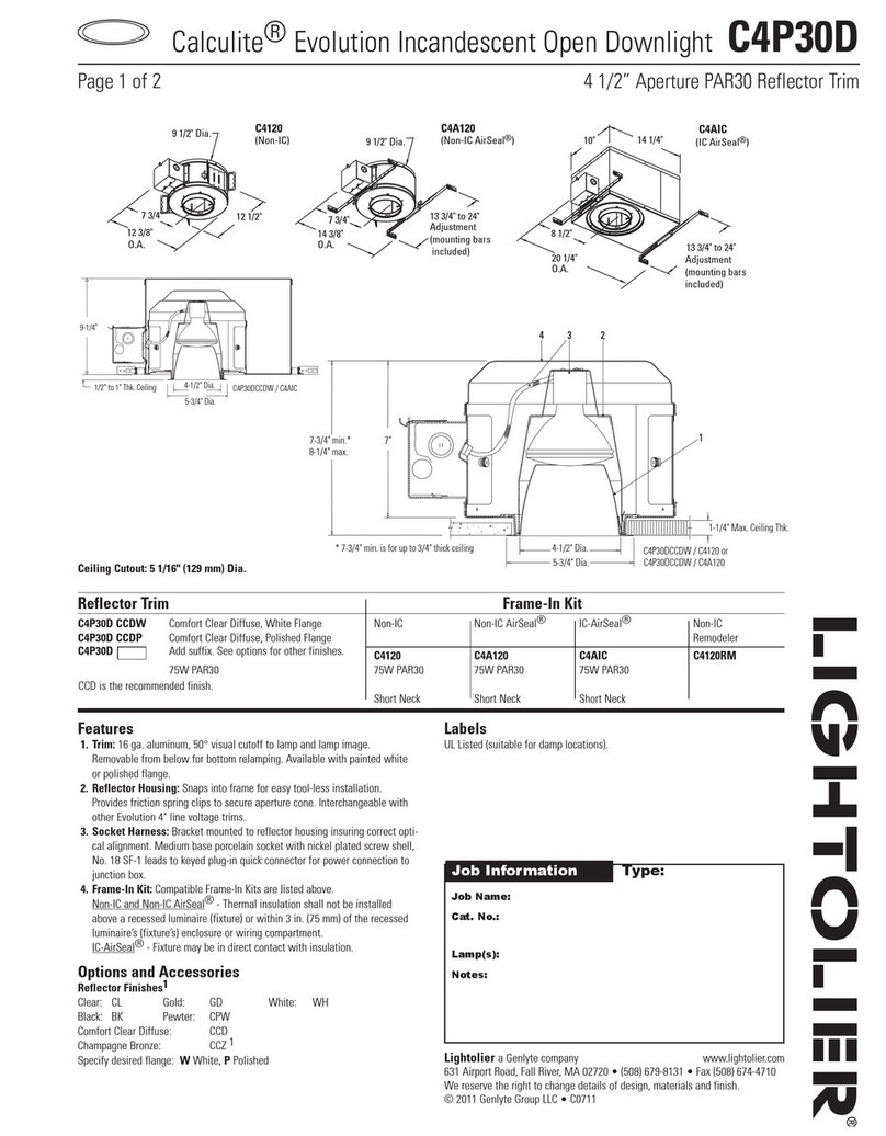Lightolier Calculite C4P30D User manual Lightolier Calculite C4P30D User manual