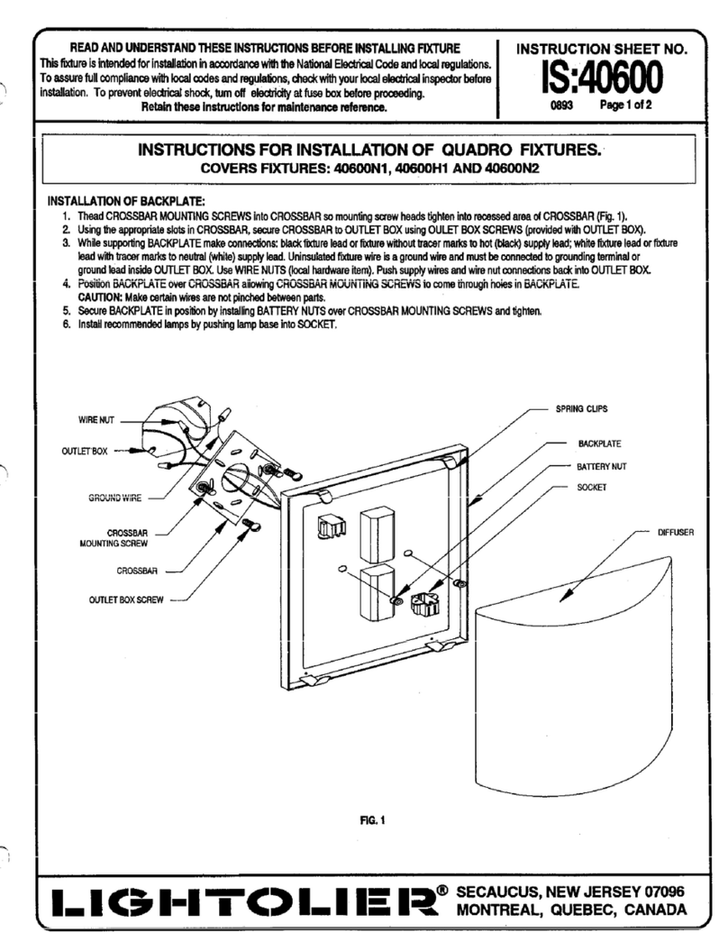 Lightolier 40600H1 Instructions for installation
