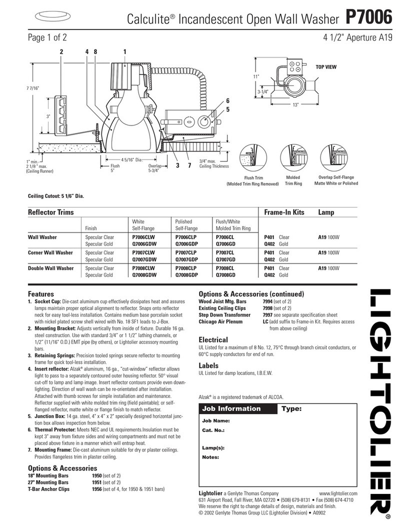 Lightolier Calculite P7006 User manual