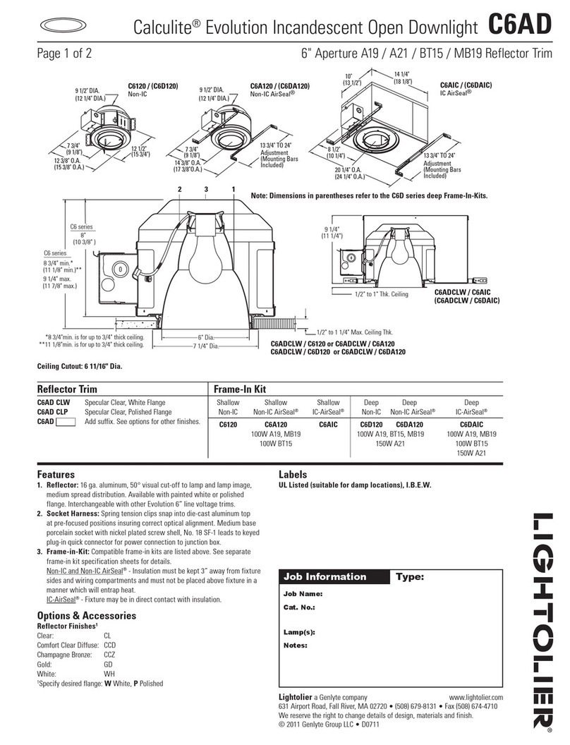 Lightolier Calculite C6AD User manual Lightolier Calculite C6AD User manual