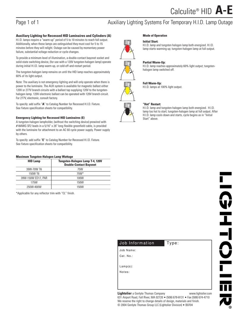 Lightolier Calculite A-E User manual