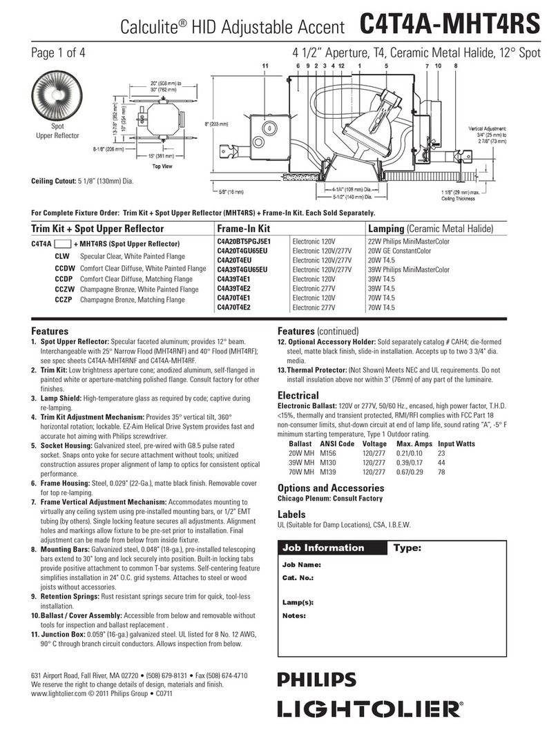 Lightolier Calculite C4T4A-MHT4RS User manual Lightolier Calculite C4T4A-MHT4RS User manual