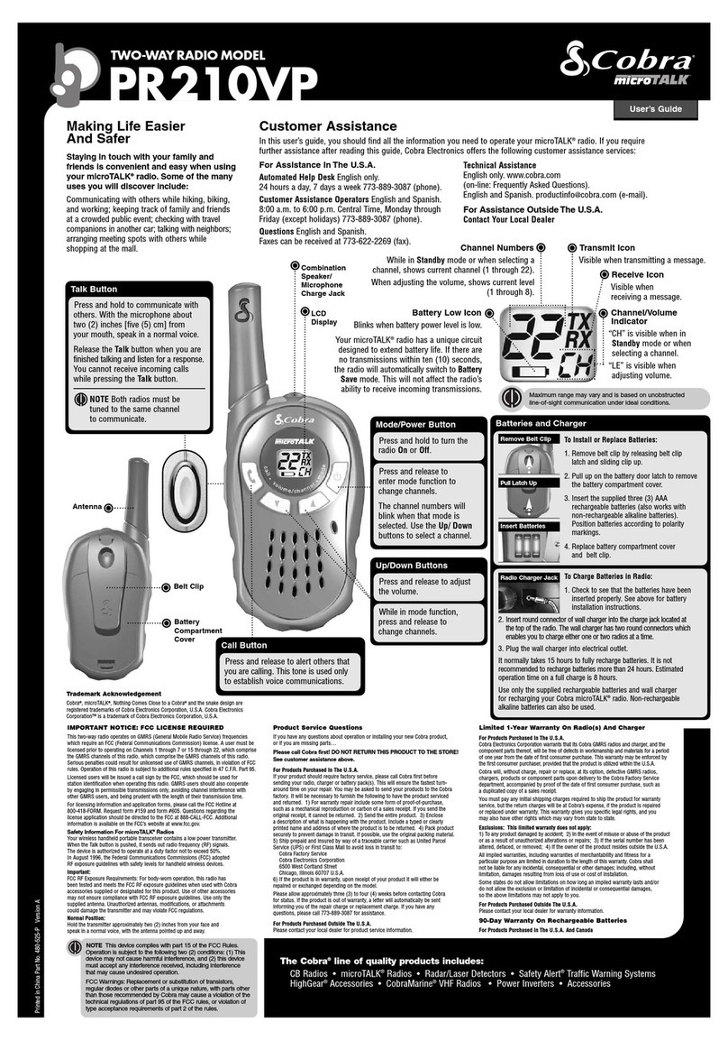 Cobra MICROTALK PR210VP user guide