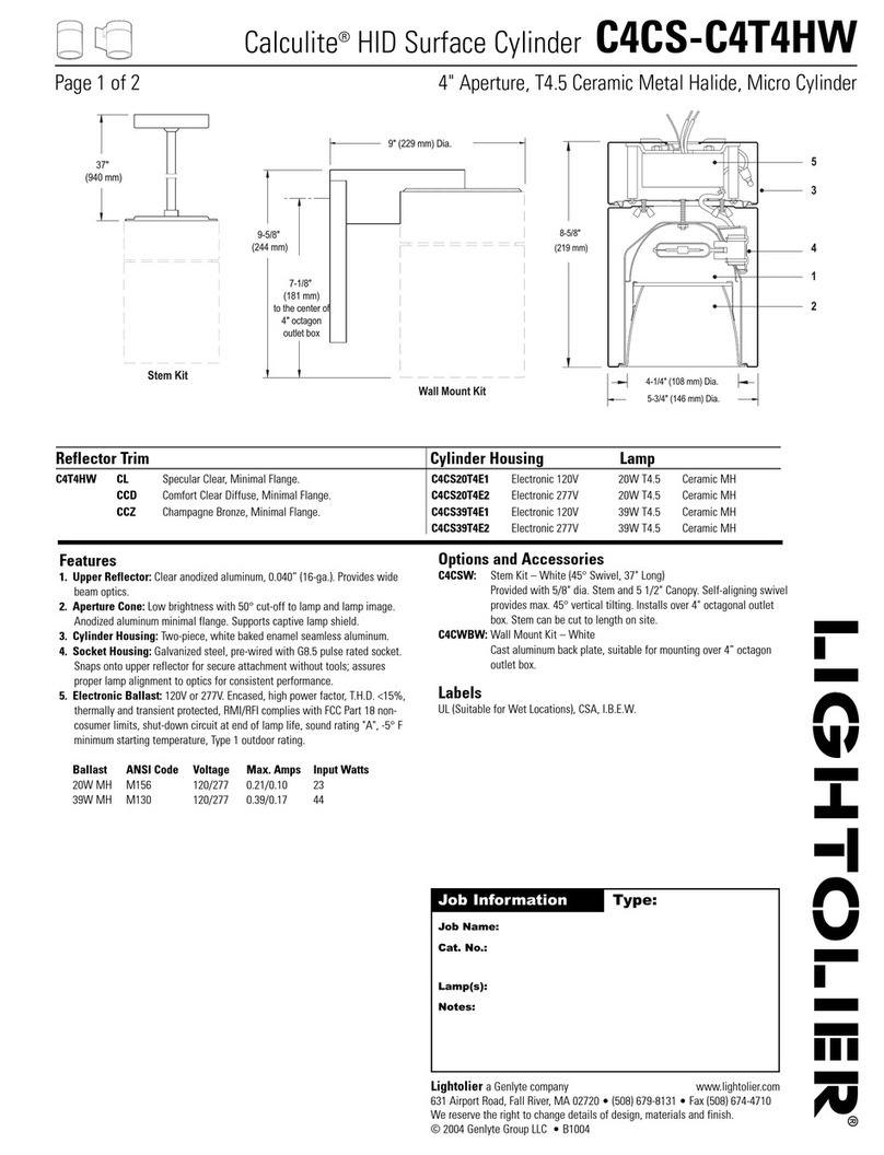 Lightolier Calculite C4CS-C4T4HW User manual