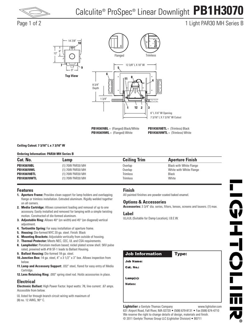 Lightolier Calculite ProSpec PB1H3070 User manual Lightolier Calculite ProSpec PB1H3070 User manual