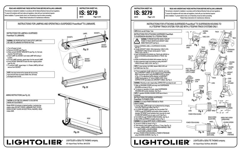 Lightolier PowerWash T5 LUMINAIRE User manual Lightolier PowerWash T5 LUMINAIRE User manual