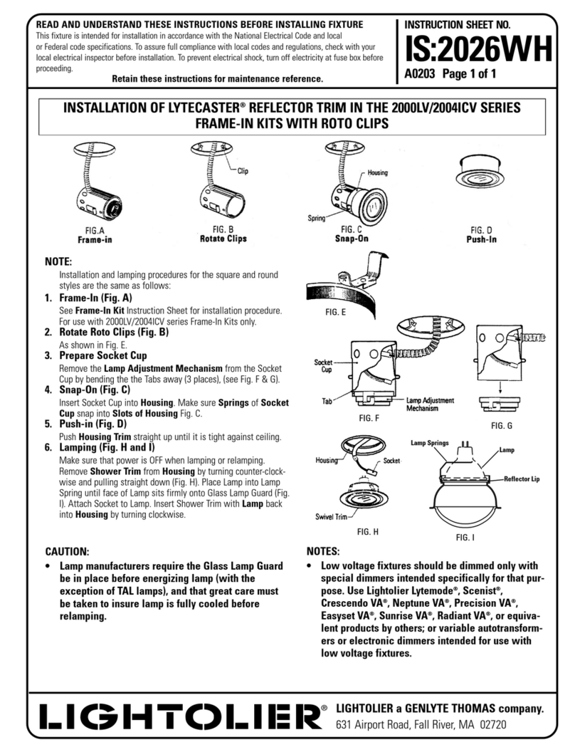 Lightolier LYTECASTER REFLECTOR TRIM User manual