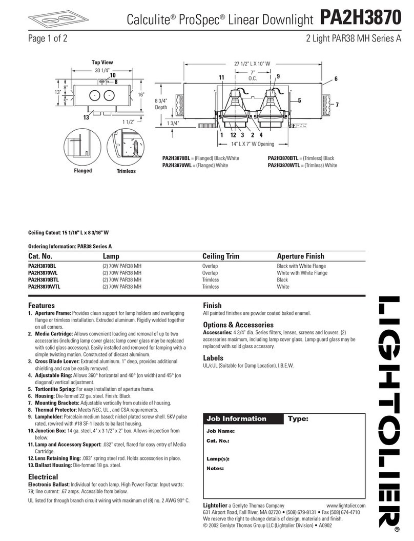 Lightolier Calculite ProSpec PA2H3870 User manual