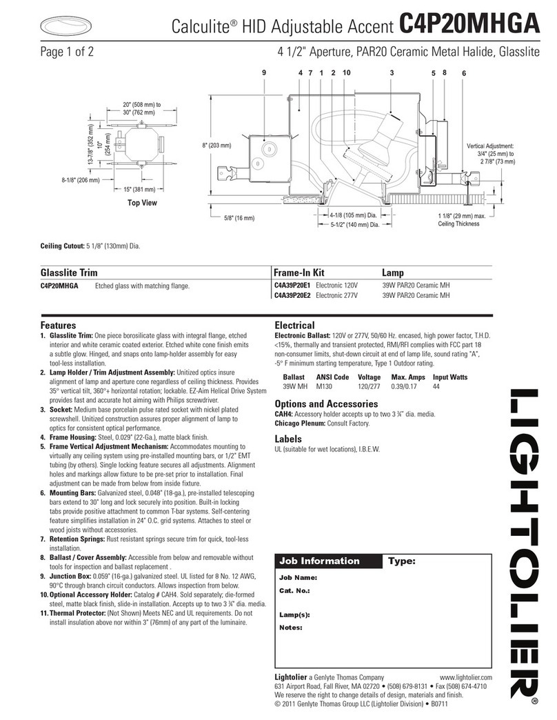 Lightolier Calculite C4P20MHGA User manual