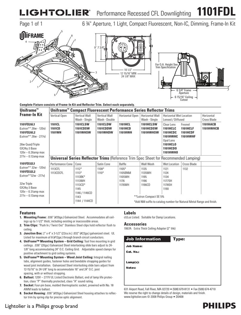 Lightolier UniFrame 1101FDL User manual