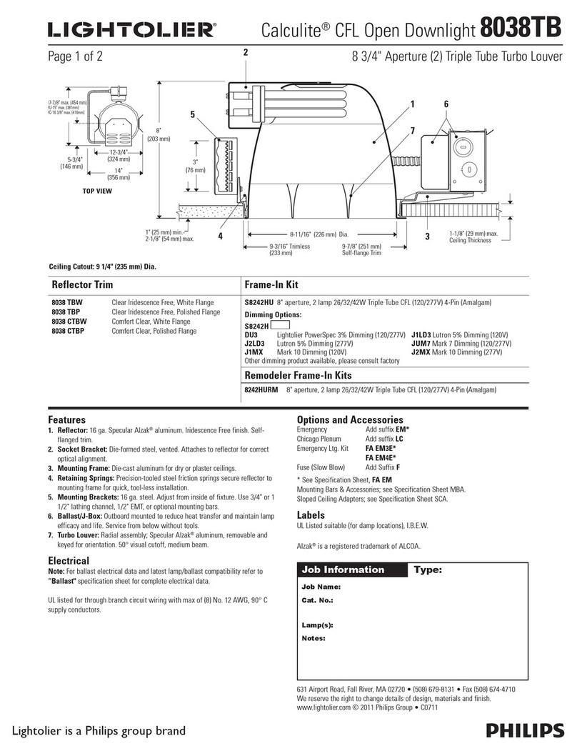Lightolier Calculite 8038TB User manual