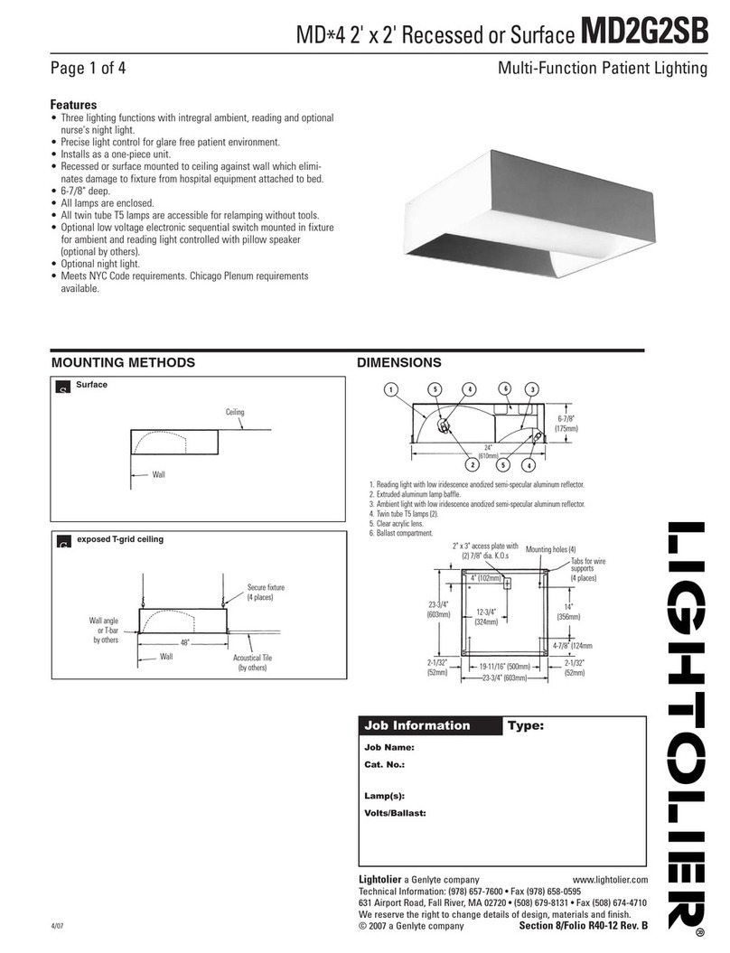 Lightolier MD2G2SB User manual Lightolier MD2G2SB User manual