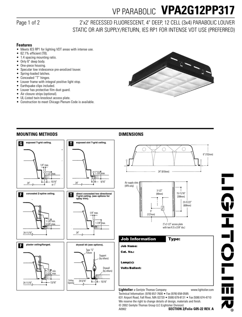 Lightolier VP Parabolic VPA2G12PP317 User manual