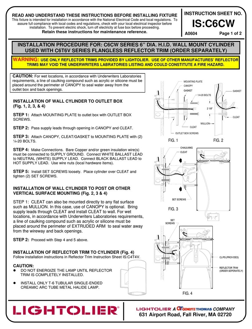 Lightolier C6CW SERIES User manual