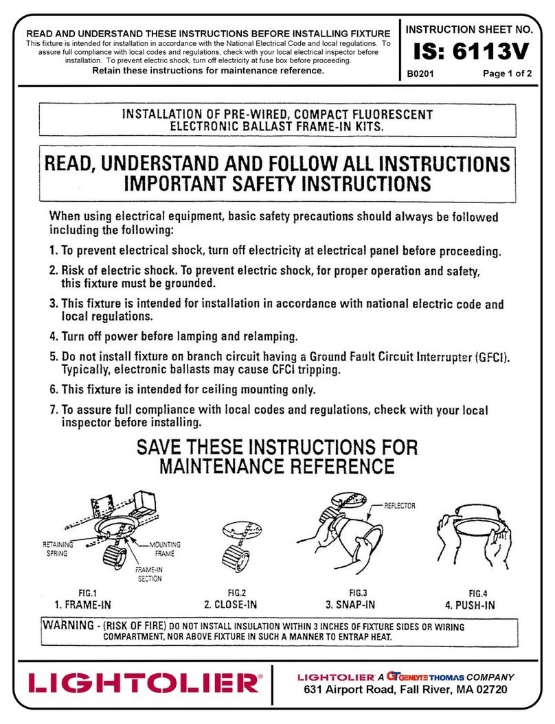 Lightolier Pre-wired, compact fluorescent electronic... User manual